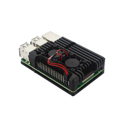 Корпус ACD RA458   Black Metal Aluminum Case with double Fans for Raspberry Pi 3B/3B+ (RASP2244)