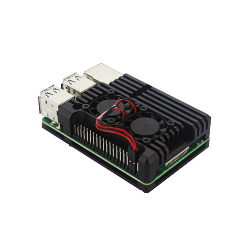 Корпус ACD RA458   Black Metal Aluminum Case with double Fans for Raspberry Pi 3B/3B+ (RASP2244)